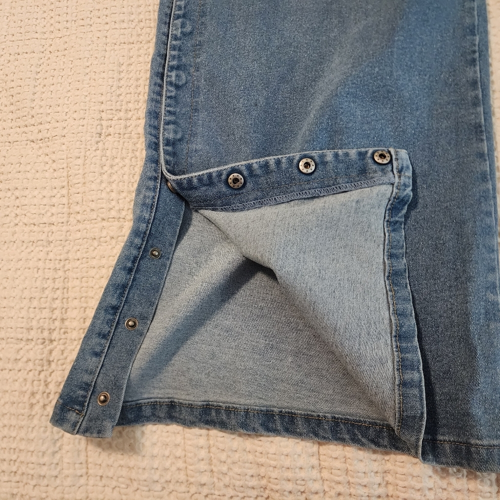 NY&Co Classic Blue Wide-Leg Women Jeans Snapaway Slit Size 18 Boho Grunge NWT - Picture 3 of 11